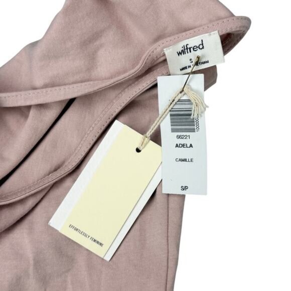 NWT WILFRED Aritzia Adela Rear Self Tie T-Shirt Size Small Camille Pink - Picture 3 of 5